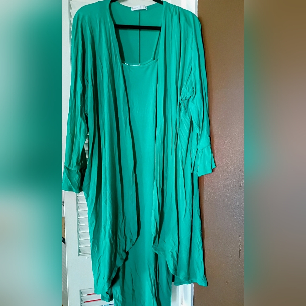 Green Flowing Cardigan and Dress Set (Rebdolls)